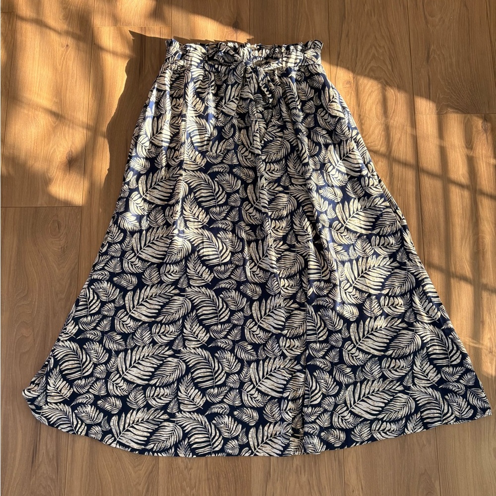 Elegant Leaf Print Maxi Skirt XL